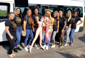 Hen do passengers ready to enjoy their trip on a 16 seater with Lancaster Minibuses